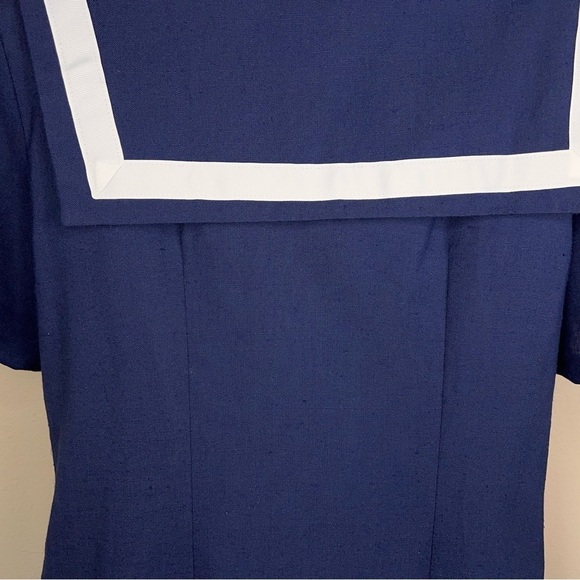 VINTAGE 13/14 SHELLY MICHAELS 1980’s BLUE WHITE SAILOR DRESS RETRO PINUP - Picture 10 of 14